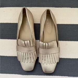 Women's Platinum Italian Leather Loafers